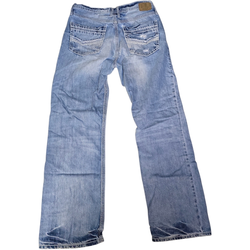 BKE Tyler 34L Western Cowboy Distressed Light Wash Mens Jeans 34x32 - Picture 6 of 8